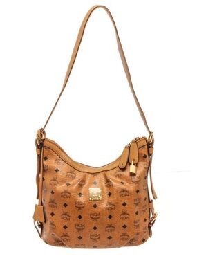 MCM Visetos Monogram Napa Leather Hobo Bag with Lock & Key